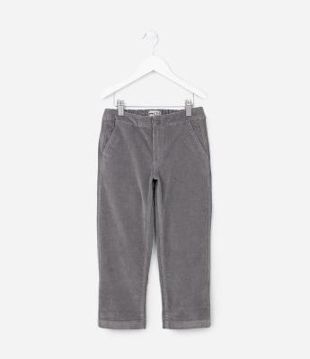 Calça Reta Infantil em Veludo com Bolsos - Tam 5 a 14  Anos