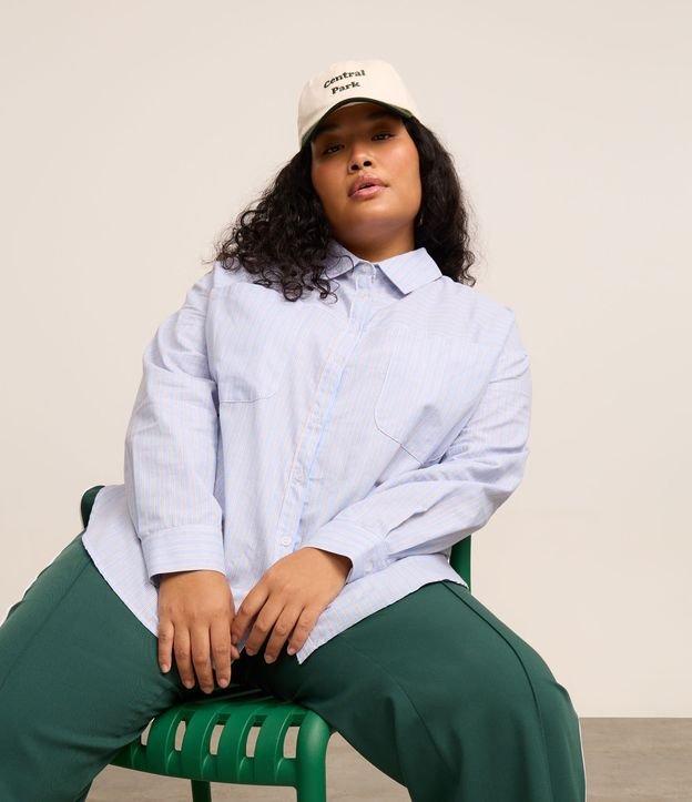 Camisa em Tricoline com Listras Curve & Plus Size - 1