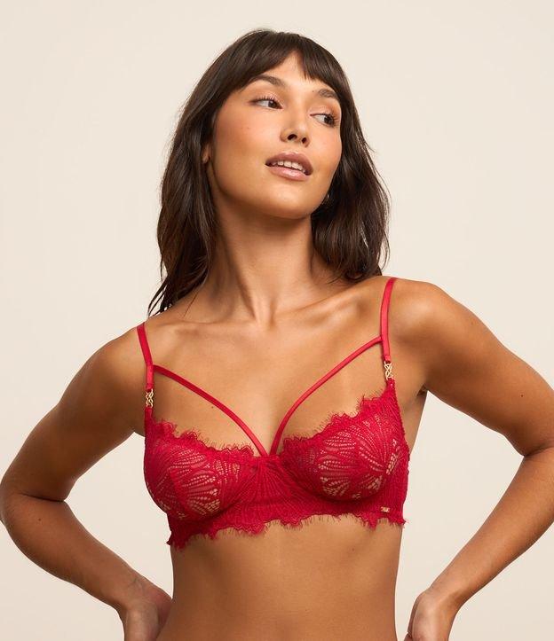 Sutiã Meia Taça Sem Bojo e Aro com Renda Floral - 1