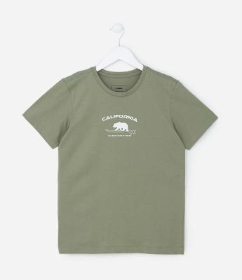 Camiseta Infantil com Estampa Urso California - Tam 5 a 14 Anos
