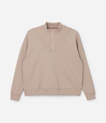 Moletom com Cava Deslocada e Zíper Curve & Plus Size