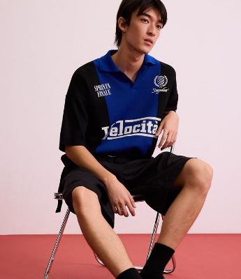 Camiseta Boxy Esportiva em Tricô com Estampa Velocita