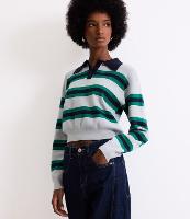 Suéter em Tricô com Listras e Gola Polo - 2