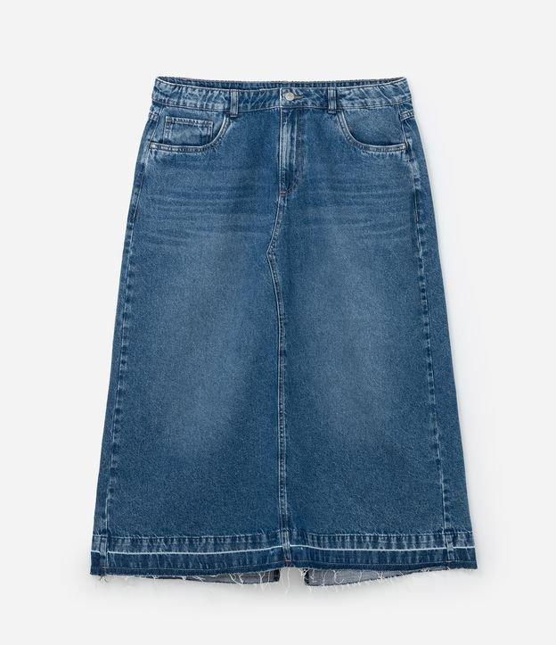 Saia Longa Jeans com Barra Desfeita Curve & Plus Size - 1
