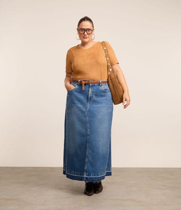 Saia Longa Jeans com Barra Desfeita Curve & Plus Size - 2