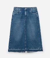 Saia Longa Jeans com Barra Desfeita Curve & Plus Size - 1