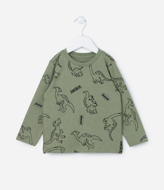 Camiseta Infantil em Suedine com Estampa Dinos - Tam 1 a 6 Anos - 1