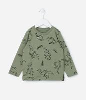 Camiseta Infantil em Suedine com Estampa Dinos - Tam 1 a 6 Anos - 1