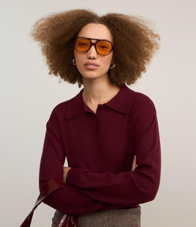 Suéter em Tricô com Gola Polo e Botões na Vista - 1