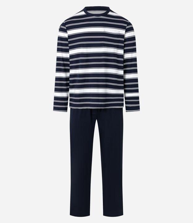 Pijama Longo com Estampa Listrada - 1