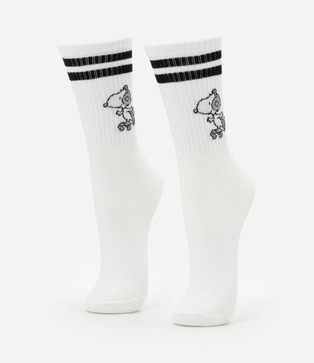 Meia Cano Alto em Algodão Estampada Snoopy de Patins - 1