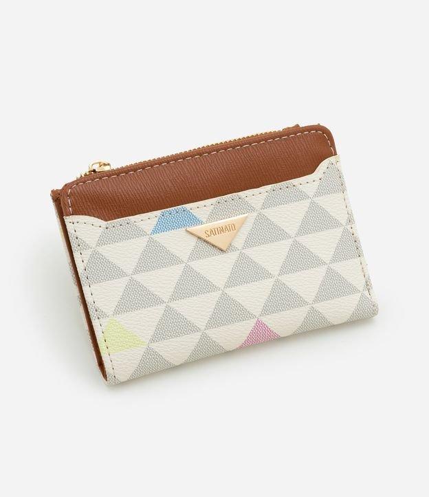 Carteira Envelope Pequena em PU com Estampa Triângulos - 1