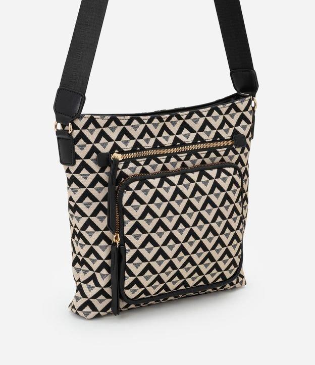 Bolsa Média em PU com Alça Regulável e Estampa Triângulos - 1