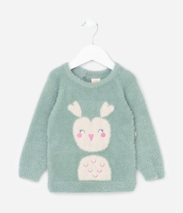 Suéter Infantil Peluciado com Estampa Bichinho - Tam 0 a 18 meses - 1