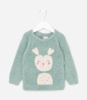 Suéter Infantil Peluciado com Estampa Bichinho - Tam 0 a 18 meses - 1
