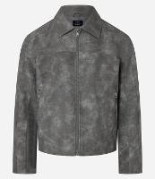 Jaqueta em Material Sintético com Recortes e Estampa Manchada - 1