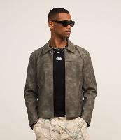 Jaqueta em Material Sintético com Recortes e Estampa Manchada - 2