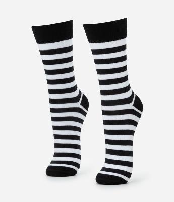 Meia Cano Alto em Algodão com Listras Bicolores