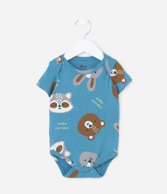 Body Infantil em Ribana com Estampa Bichinhos - Tam0 a 18 meses