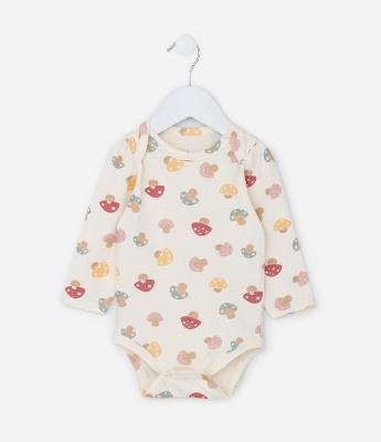 Body Infantil com Estampa de Cogumelos - Tam 0 a 18 meses