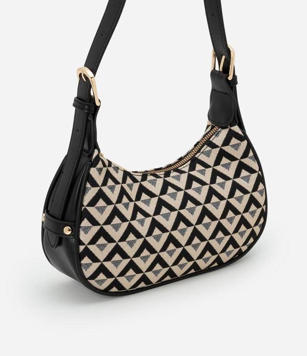 Bolsa Baguete Pequena em PU com Estampa Geométrica - 1