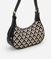 Bolsa Baguete Pequena em PU com Estampa Geométrica - 1