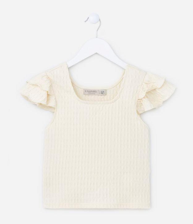 Blusa Cropped Infantil com Textura e Babadinhos - Tam 5 a 14 Anos - 1