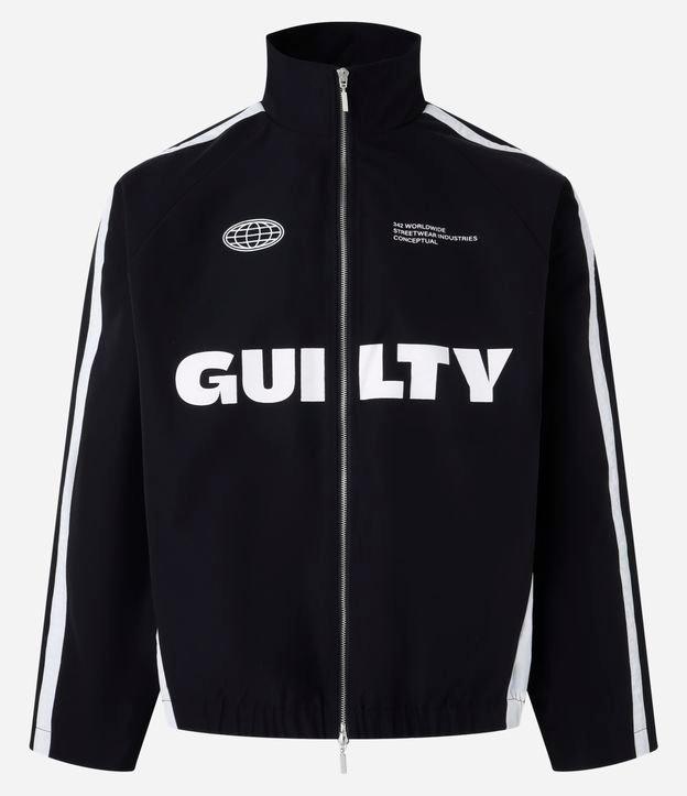 Jaqueta Sporty com Gola Alta e Listras Contrastantes - 1