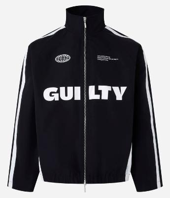 Jaqueta Sporty com Gola Alta e Listras Contrastantes