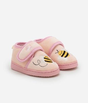Pantufa Fechada em Fleece com Bordado Abelhinha - Tam 19 a 28