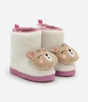 Pantufa Botinha Infantil em Fleece com Bordado de Ursinha - Tam 19 a 28 - 1