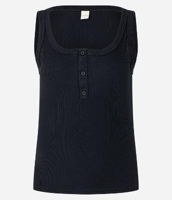 Blusa Regata em Ribana com Meia Vista de Botões