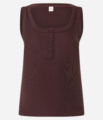 Blusa Regata em Ribana com Meia Vista de Botões