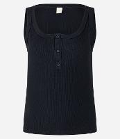 Blusa Regata em Ribana com Meia Vista de Botões - 1