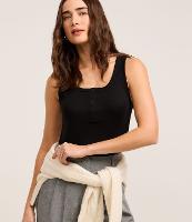 Blusa Regata em Ribana com Meia Vista de Botões - 2