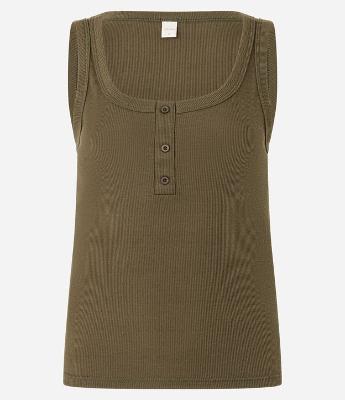 Blusa Regata em Ribana com Meia Vista de Botões