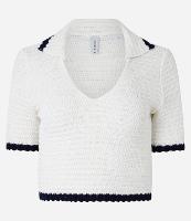 Blusa em Tricô com Gola Polo e Vivo Contrastante - 1