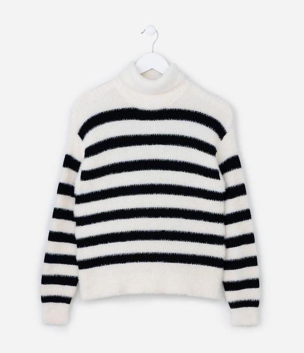 Suéter Infantil Peludinho com Estampa Listrada - Tam 5 a 14 Anos - 1