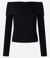 Blusa Ombro a Ombro em Ribana Canelada com Pala Virada - 1