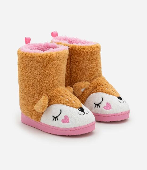 Pantufa Bota Infantil em Fleece com Bordado Raposa - Tam19 a 28 - 1