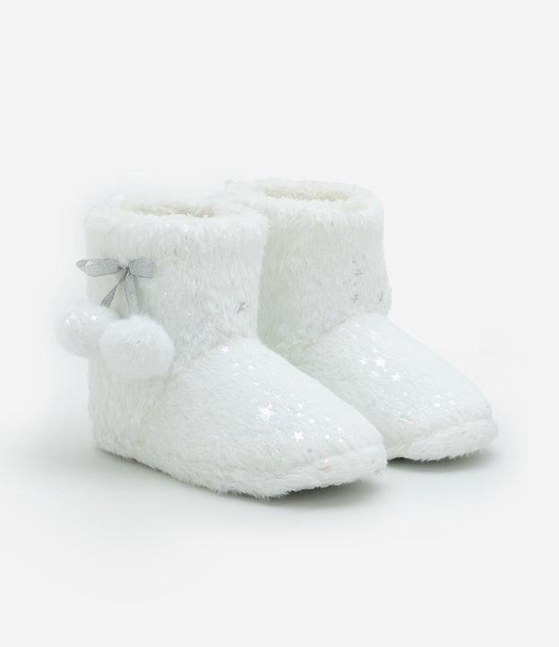 Pantufa Bota Infantil com Pompons e Estrelinhas - Tam 29 a 36 - 1