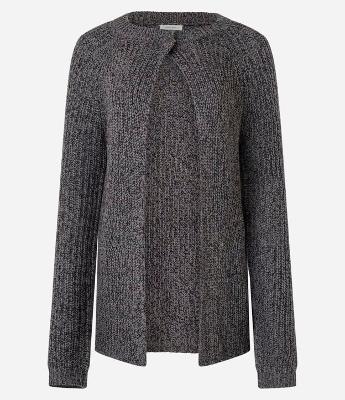 Cardigan em Tricô com Fio Metalizado e Botão no Decote
