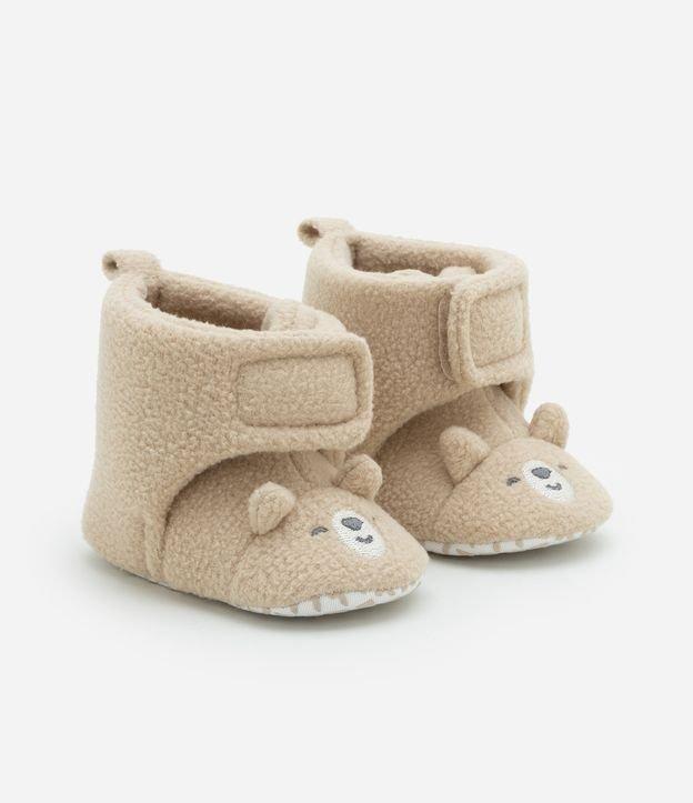 Bota Infantil em Fleece com Estampa Cara de Urso - Tam 0 a 12 meses - 1