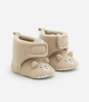 Bota Infantil em Fleece com Estampa Cara de Urso - Tam 0 a 12 meses - 1