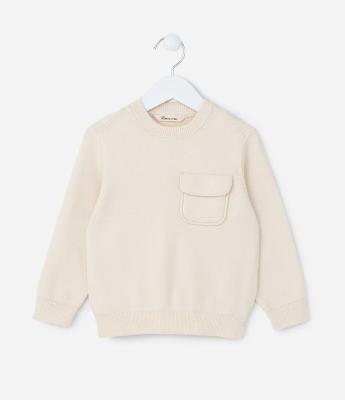 Suéter Infantil com Bolsinho e Lapela - Tam 1 a 4 Anos