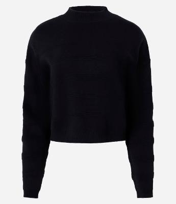 Suéter em Tricô com Gola Altinha e Textura Jacquard de Listras