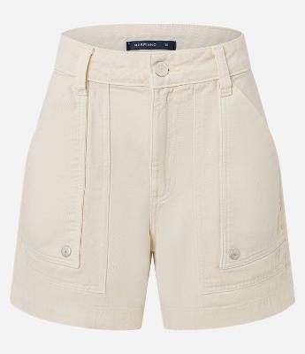 Short Mom em Sarja com Bolso Carpinteiro e Cintura Alta