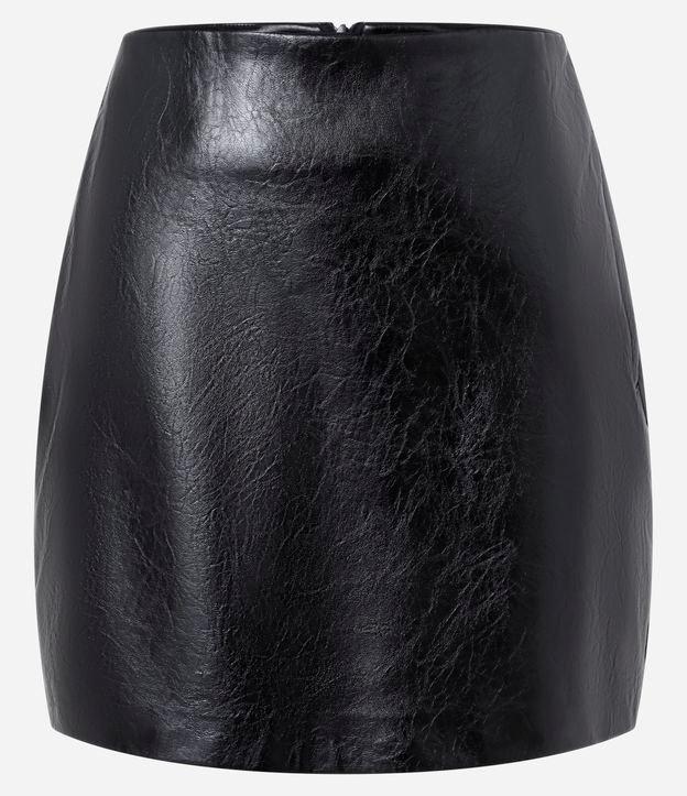 Saia Curta em PU com Textura e Zíper - 1