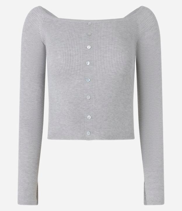 Blusa em Tricô Ombro a Ombro e Botõezinhos Frontais - 1