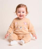 Conjunto Infantil em Fleece com Bordado Carinha de Gatinha - Tam 0 a 18 meses - 2